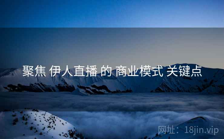 聚焦 伊人直播 的 商业模式 关键点