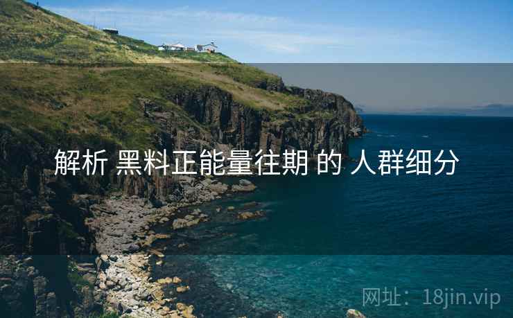 解析 黑料正能量往期 的 人群细分